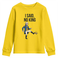 George Washington Kicking Crown Youth Sweatshirt Funny No Kings Meme Gift - Wonder Print Shop