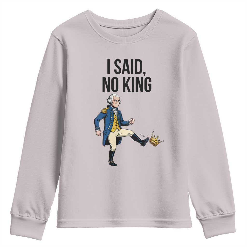 George Washington Kicking Crown Youth Sweatshirt Funny No Kings Meme Gift - Wonder Print Shop