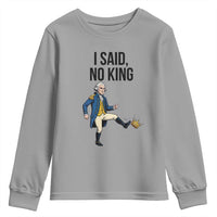 George Washington Kicking Crown Youth Sweatshirt Funny No Kings Meme Gift - Wonder Print Shop
