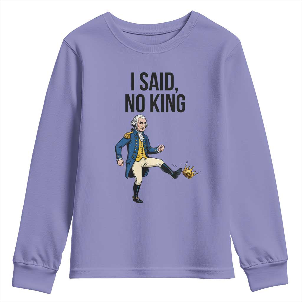 George Washington Kicking Crown Youth Sweatshirt Funny No Kings Meme Gift - Wonder Print Shop