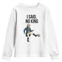 George Washington Kicking Crown Youth Sweatshirt Funny No Kings Meme Gift - Wonder Print Shop