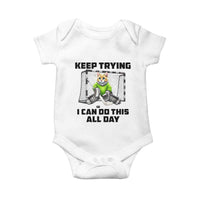 Keep Trying I Can Do This All Day Baby Onesie Funny Hockey Goalie Cat Gift - Wonder Print Shop