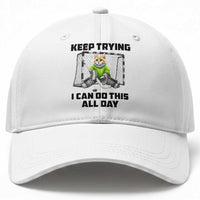 Keep Trying I Can Do This All Day Baseball Cap Funny Hockey Goalie Cat Gift