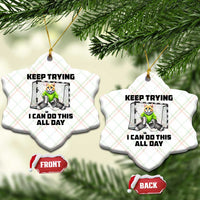 Keep Trying I Can Do This All Day Ceramic Ornament Funny Hockey Goalie Cat Gift - Wonder Print Shop