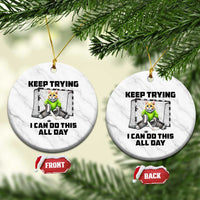Keep Trying I Can Do This All Day Ceramic Ornament Funny Hockey Goalie Cat Gift - Wonder Print Shop