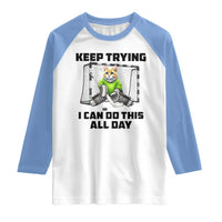 Keep Trying I Can Do This All Day Raglan Shirt Funny Hockey Goalie Cat Gift - Wonder Print Shop