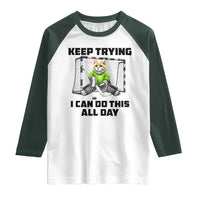 Keep Trying I Can Do This All Day Raglan Shirt Funny Hockey Goalie Cat Gift - Wonder Print Shop