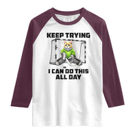 Keep Trying I Can Do This All Day Raglan Shirt Funny Hockey Goalie Cat Gift - Wonder Print Shop