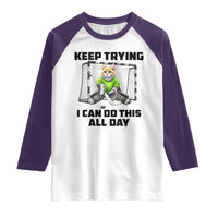 Keep Trying I Can Do This All Day Raglan Shirt Funny Hockey Goalie Cat Gift - Wonder Print Shop