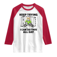 Keep Trying I Can Do This All Day Raglan Shirt Funny Hockey Goalie Cat Gift - Wonder Print Shop