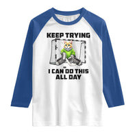 Keep Trying I Can Do This All Day Raglan Shirt Funny Hockey Goalie Cat Gift - Wonder Print Shop