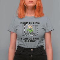 Keep Trying I Can Do This All Day T Shirt For Women Funny Hockey Goalie Cat Gift - Wonder Print Shop