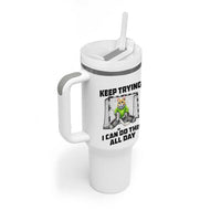 Keep Trying I Can Do This All Day Tumbler With Handle Funny Hockey Goalie Cat Gift - Wonder Print Shop