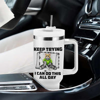 Keep Trying I Can Do This All Day Tumbler With Handle Funny Hockey Goalie Cat Gift - Wonder Print Shop