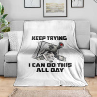 Keep Trying I Can Do This All Day Throw Blanket Funny Goalie Hockey Player Gift - Wonder Print Shop