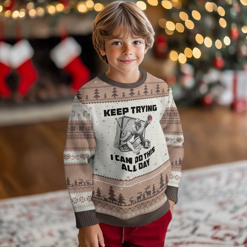 Keep Trying I Can Do This All Day Ugly Christmas Sweater Funny Goalie Hockey Player Gift - Wonder Print Shop