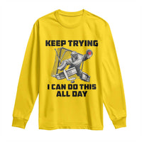 Keep Trying I Can Do This All Day Long Sleeve Shirt Funny Goalie Hockey Player Gift - Wonder Print Shop