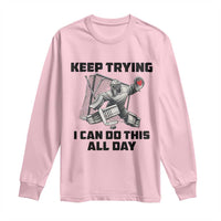 Keep Trying I Can Do This All Day Long Sleeve Shirt Funny Goalie Hockey Player Gift - Wonder Print Shop