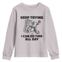 Keep Trying I Can Do This All Day Youth Sweatshirt Funny Goalie Hockey Player Gift - Wonder Print Shop