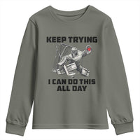 Keep Trying I Can Do This All Day Youth Sweatshirt Funny Goalie Hockey Player Gift - Wonder Print Shop