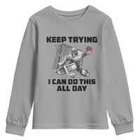 Keep Trying I Can Do This All Day Youth Sweatshirt Funny Goalie Hockey Player Gift - Wonder Print Shop