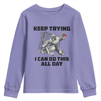 Keep Trying I Can Do This All Day Youth Sweatshirt Funny Goalie Hockey Player Gift - Wonder Print Shop