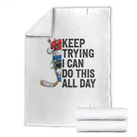 Keep Trying I Can Do This All Day Throw Blanket Ice Hockey Helmet Christmas Gift - Wonder Print Shop