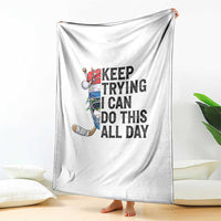 Keep Trying I Can Do This All Day Throw Blanket Ice Hockey Helmet Christmas Gift - Wonder Print Shop