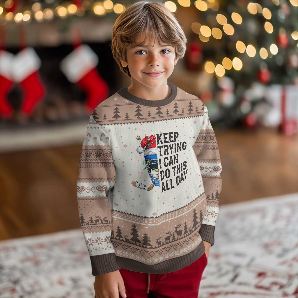 Keep Trying I Can Do This All Day Ugly Christmas Sweater Ice Hockey Helmet Xmas Gift - Wonder Print Shop