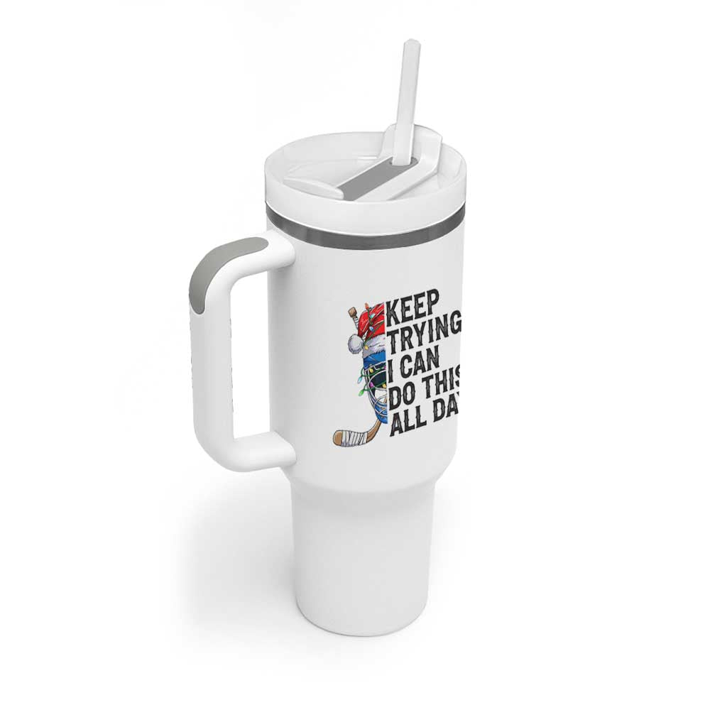 Keep Trying I Can Do This All Day Tumbler With Handle Ice Hockey Helmet Christmas Gift - Wonder Print Shop