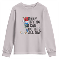 Keep Trying I Can Do This All Day Youth Sweatshirt Ice Hockey Helmet Christmas Gift - Wonder Print Shop