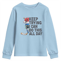 Keep Trying I Can Do This All Day Youth Sweatshirt Ice Hockey Helmet Christmas Gift - Wonder Print Shop