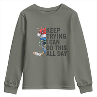 Keep Trying I Can Do This All Day Youth Sweatshirt Ice Hockey Helmet Christmas Gift - Wonder Print Shop