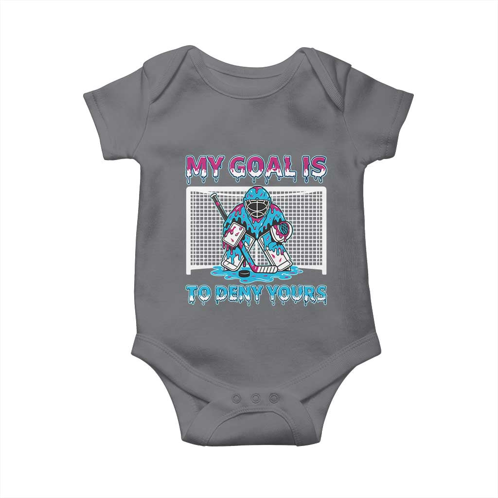 My Goal Is To Deny Yours Baby Onesie Goalie Hockey Drip Art Gift - Wonder Print Shop
