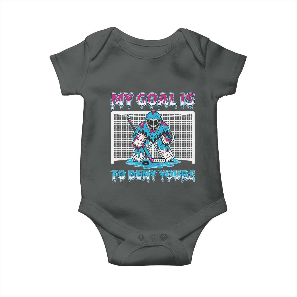 My Goal Is To Deny Yours Baby Onesie Goalie Hockey Drip Art Gift - Wonder Print Shop