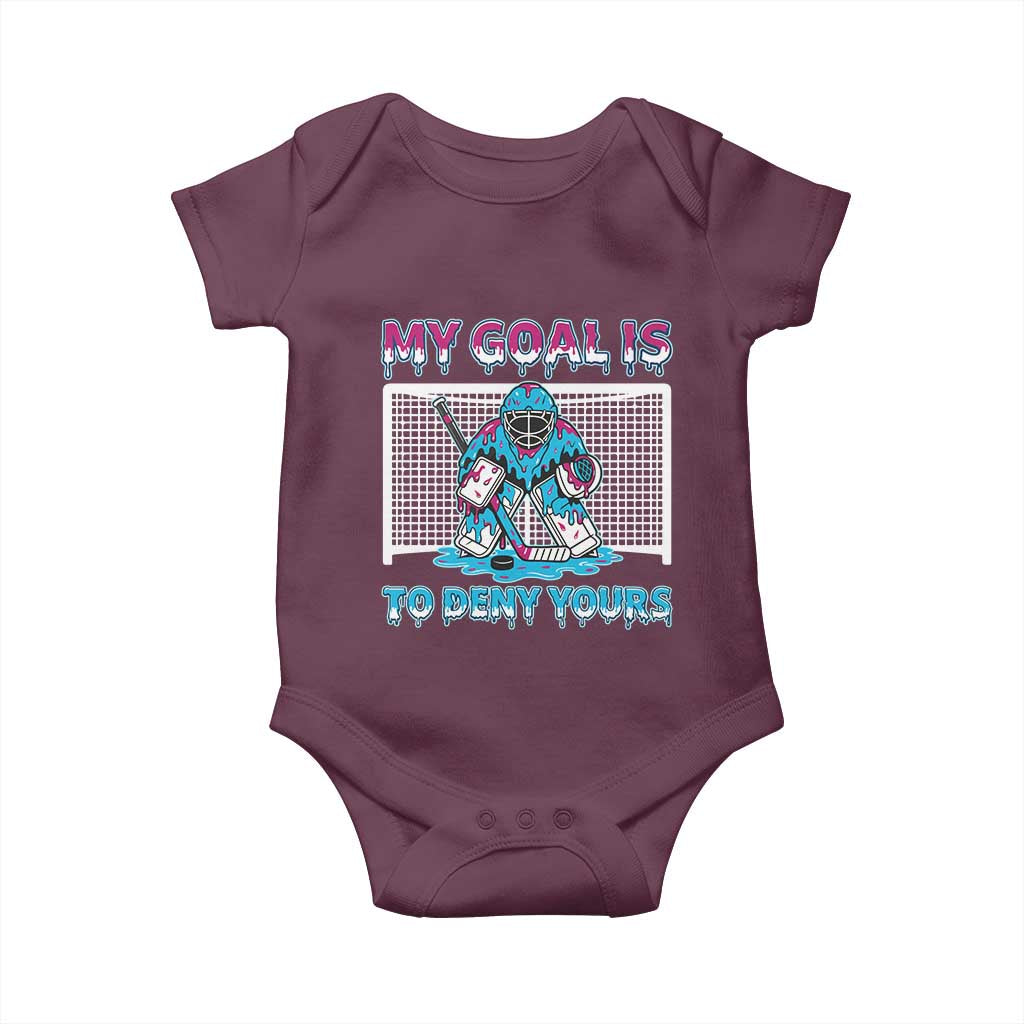 My Goal Is To Deny Yours Baby Onesie Goalie Hockey Drip Art Gift - Wonder Print Shop