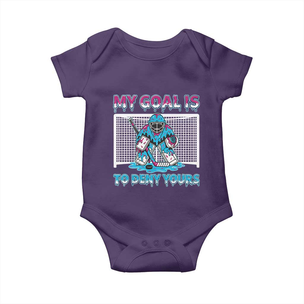 My Goal Is To Deny Yours Baby Onesie Goalie Hockey Drip Art Gift - Wonder Print Shop