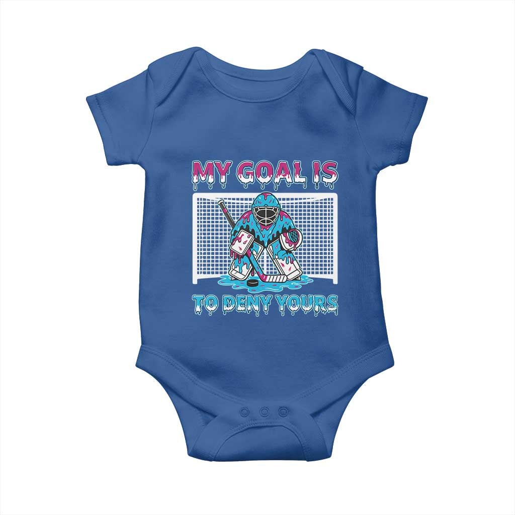 My Goal Is To Deny Yours Baby Onesie Goalie Hockey Drip Art Gift - Wonder Print Shop