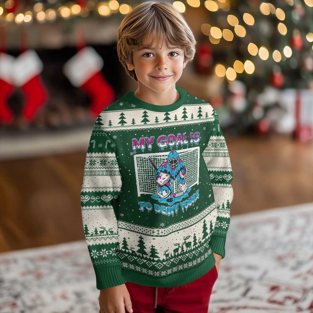 My Goal Is To Deny Yours Ugly Christmas Sweater Goalie Hockey Drip Art Gift - Wonder Print Shop