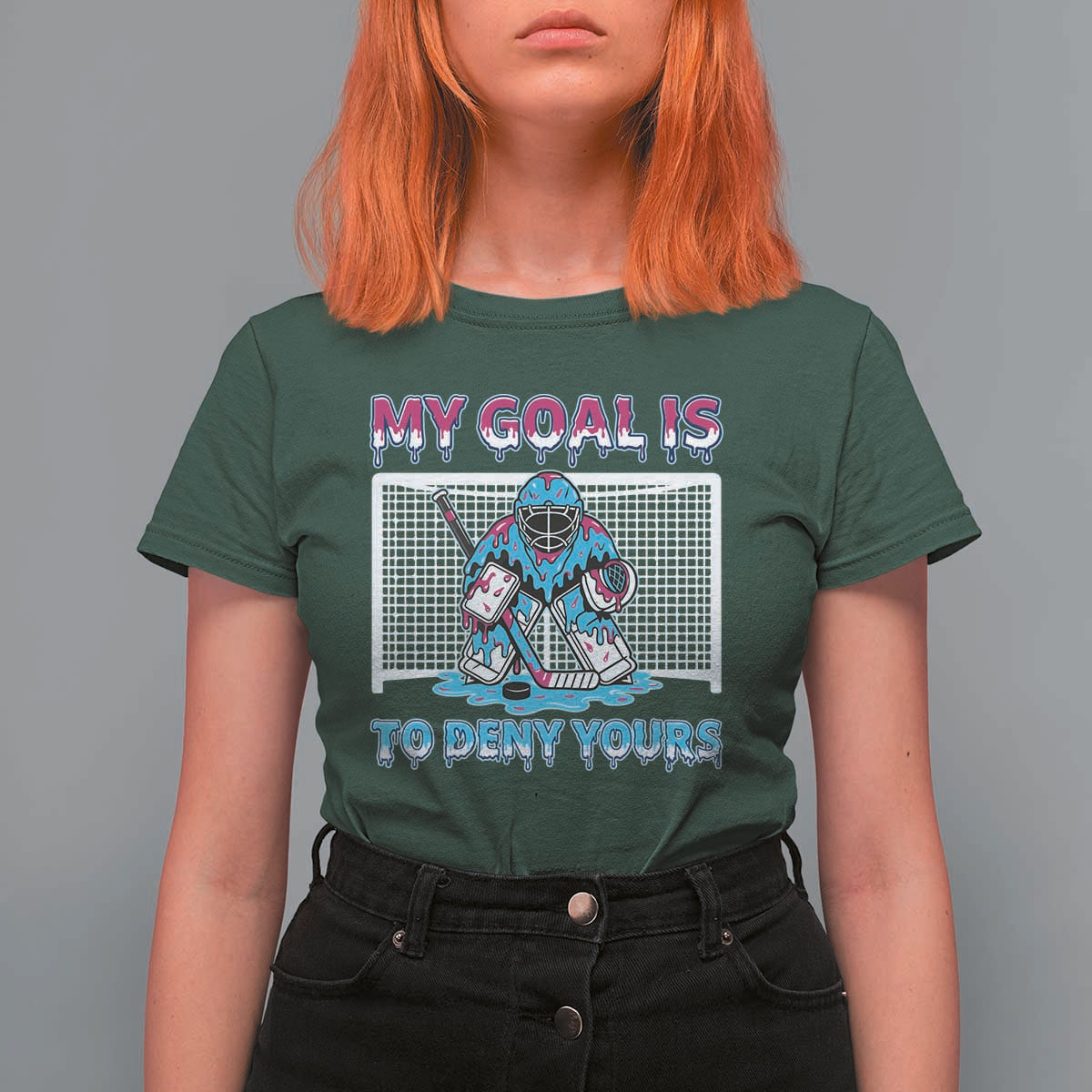 My Goal Is To Deny Yours T Shirt For Women Goalie Hockey Drip Art Gift - Wonder Print Shop