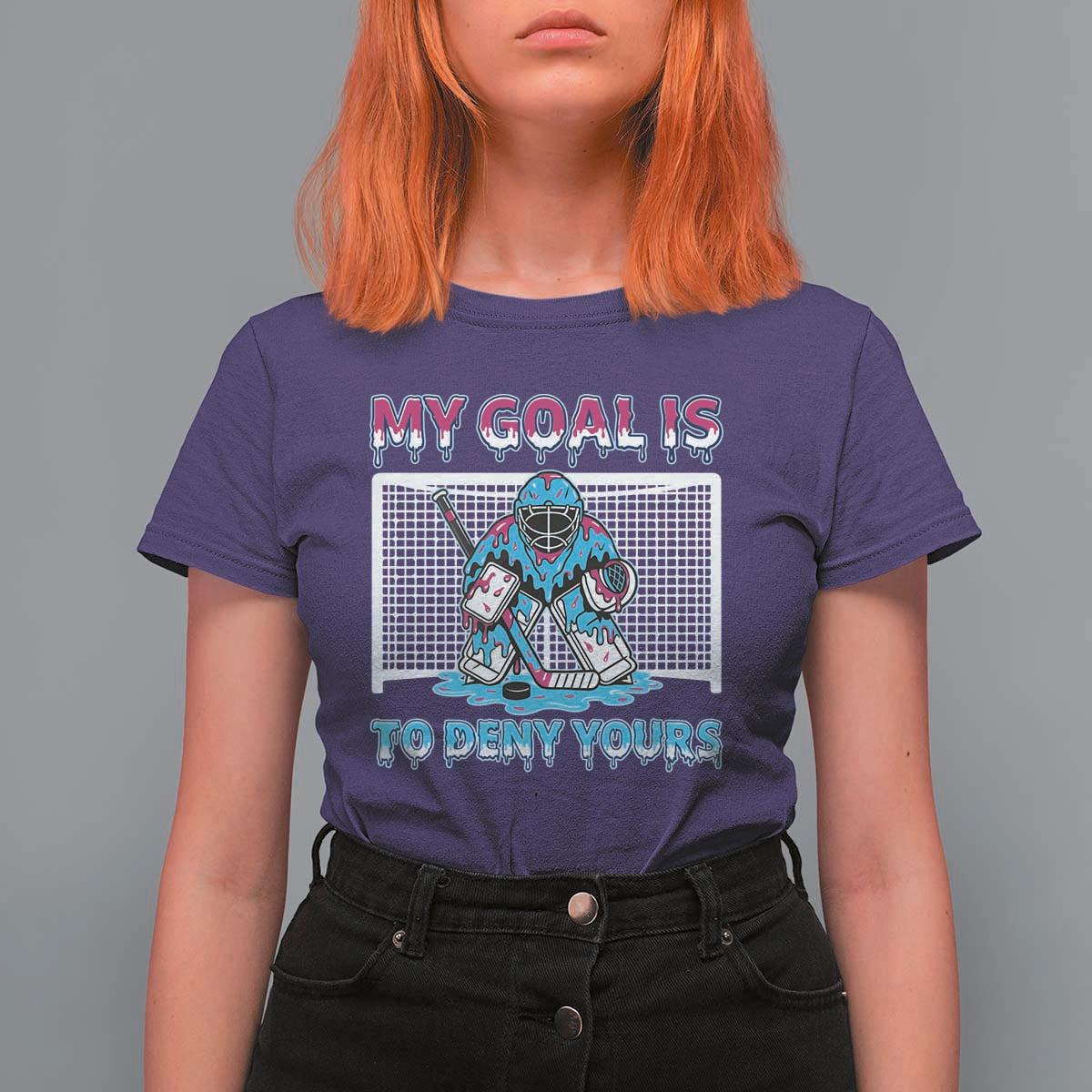 My Goal Is To Deny Yours T Shirt For Women Goalie Hockey Drip Art Gift - Wonder Print Shop