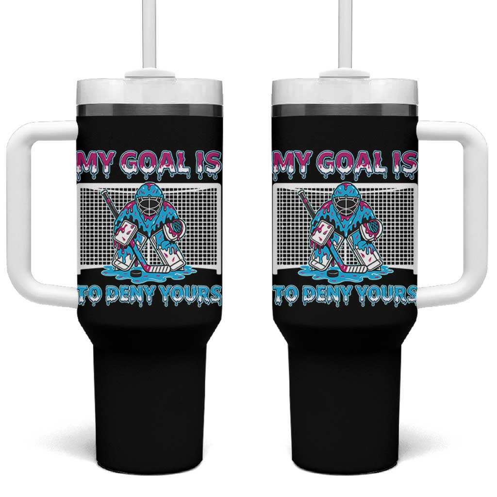 My Goal Is To Deny Yours Tumbler With Handle Goalie Hockey Drip Art Gift - Wonder Print Shop