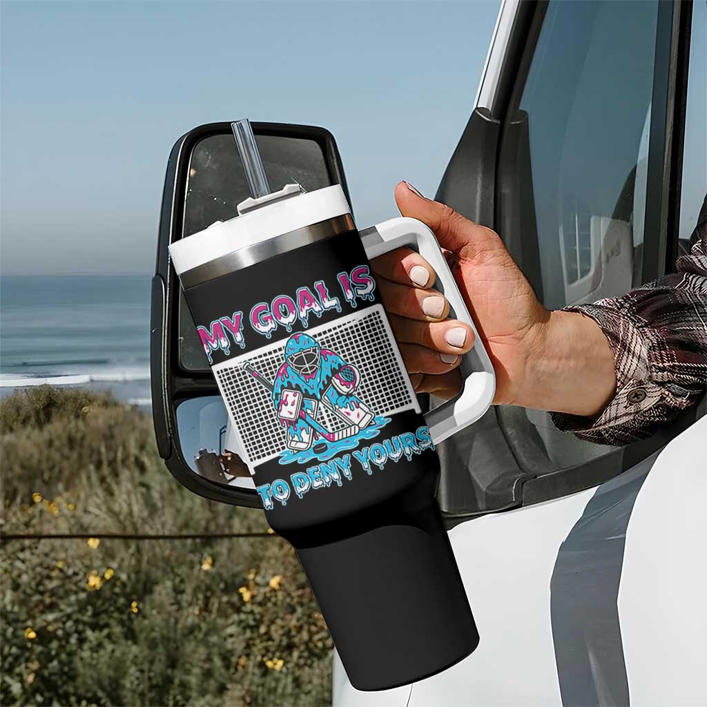 My Goal Is To Deny Yours Tumbler With Handle Goalie Hockey Drip Art Gift - Wonder Print Shop