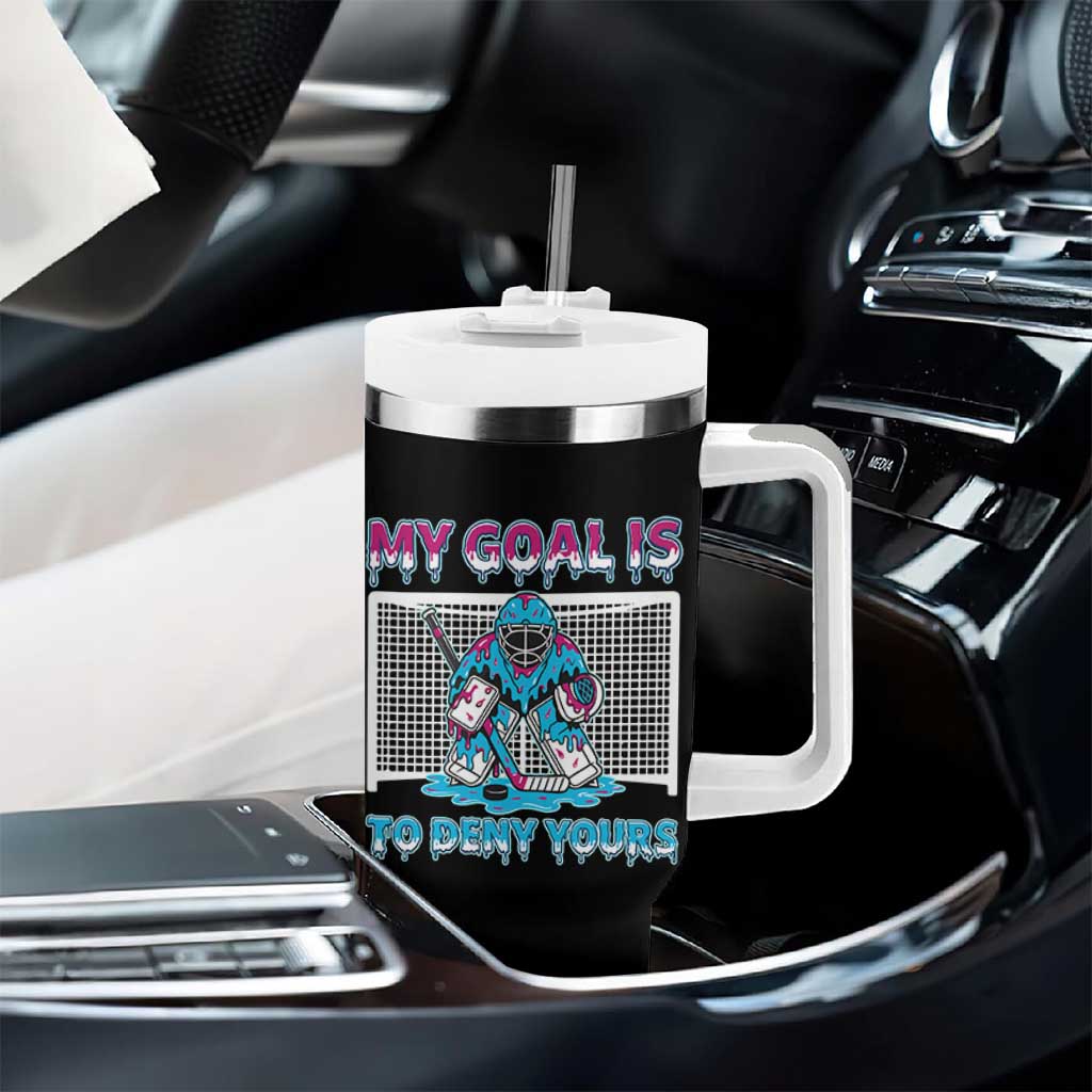 My Goal Is To Deny Yours Tumbler With Handle Goalie Hockey Drip Art Gift - Wonder Print Shop