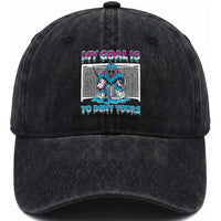 My Goal Is To Deny Yours Washed Cotton Baseball Cap Goalie Hockey Drip Art Gift