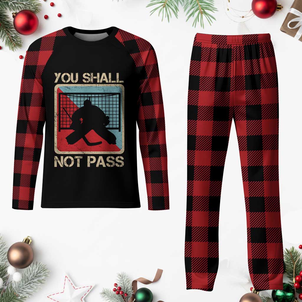 Ice Hockey Goalie Vintage Retro Gift Plaid Pajama Set You Shall Not Pass - Wonder Print Shop