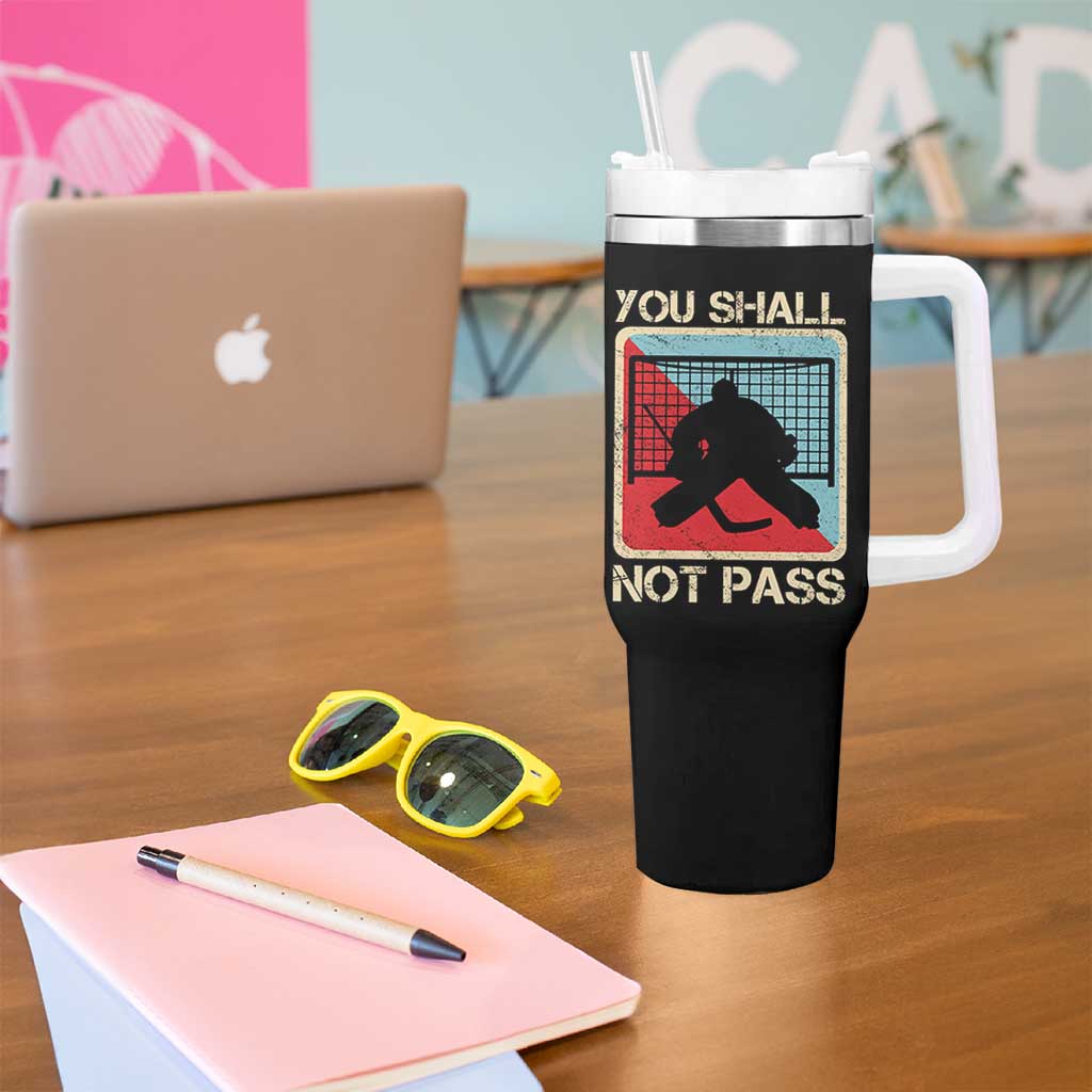Ice Hockey Goalie Vintage Retro Gift Tumbler With Handle You Shall Not Pass - Wonder Print Shop