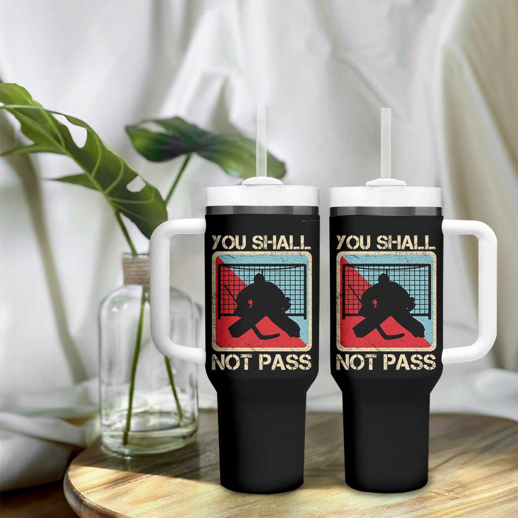 Ice Hockey Goalie Vintage Retro Gift Tumbler With Handle You Shall Not Pass - Wonder Print Shop