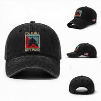 Ice Hockey Goalie Vintage Retro Gift Washed Cotton Baseball Cap You Shall Not Pass