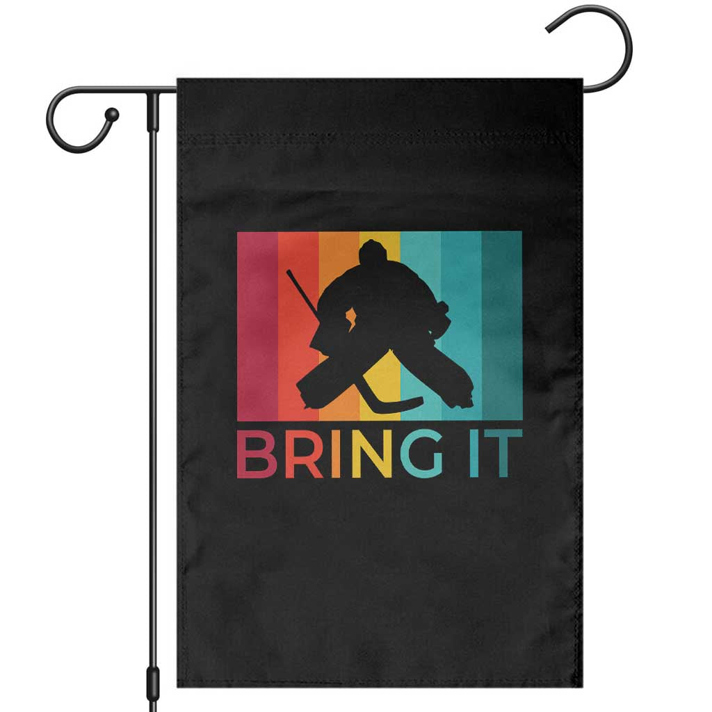 Vintage Ice Hockey Goalie Garden Flag Bring It Quote Gift For Fan - Wonder Print Shop